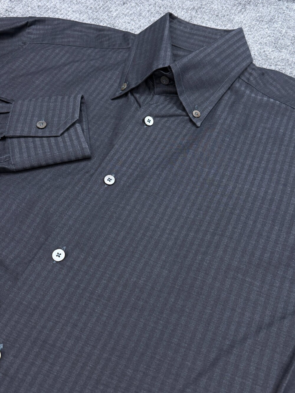 Canali Button Down Shirt Mens 42-16 1/2 Gray Black Pinstriped Long Sleeve Italy